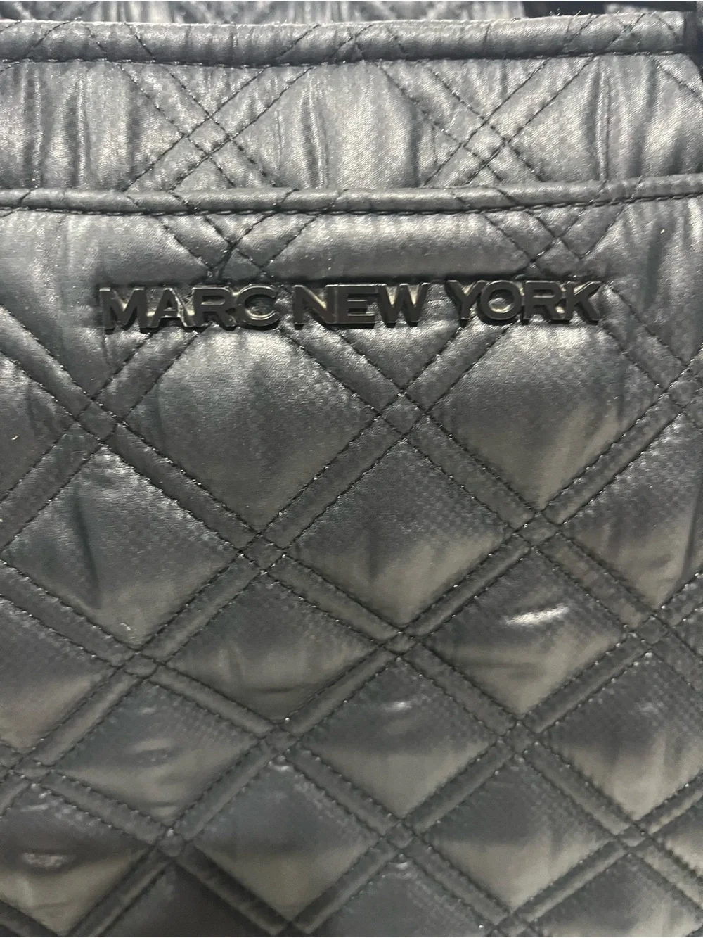 Marc New York Quilted Laptop Tote in gunmetal black